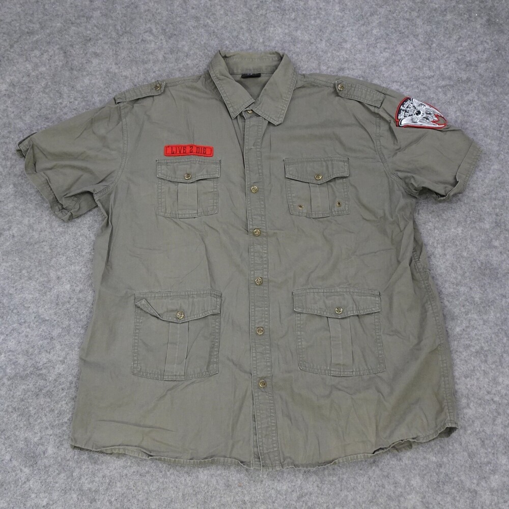 Blac Label Shirt Mens XXL 2X Green Button Up Born Sinner Motorcycle Biker